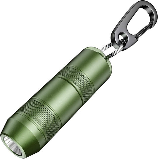 Rechargeable Keychain Flashlight - 100 Lumens Mini LED Light | Portable Magnetic Base, Green, 1 Pack
