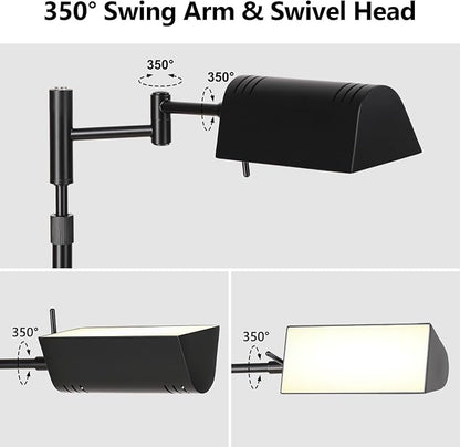 SUNMORY Dimmable LED Pharmacy Floor Lamp, Adjustable Floor Lamp for Living Room with 350° Swing Arm, Touch & Remote Control, 16W Bright Standing Task Lamp for Reading Sewing Crafting