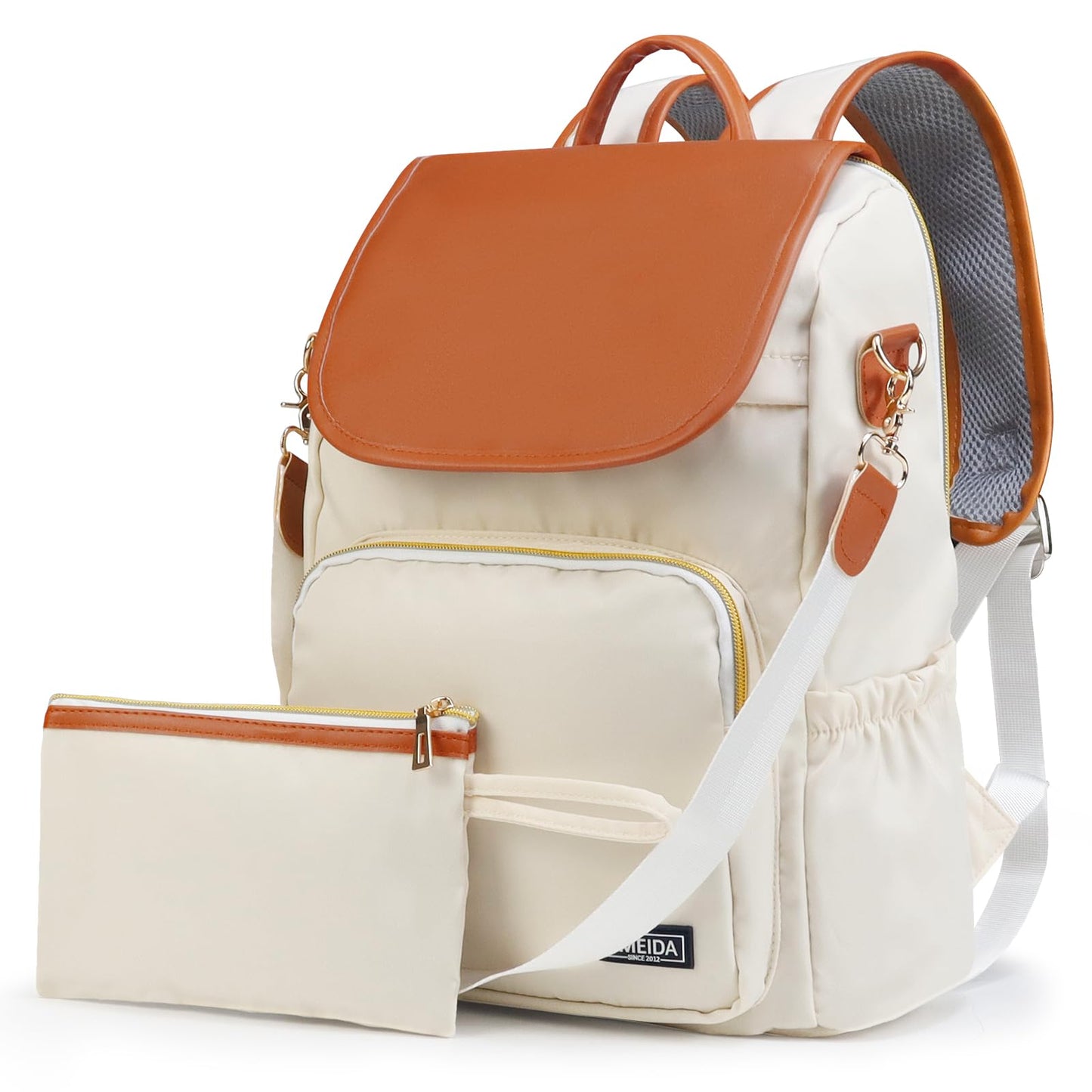 Fmeida Anti-Theft Backpack for Women Convertible Backpack Purse- 3-in-1 Laptop Bookbag for Work College, Cream