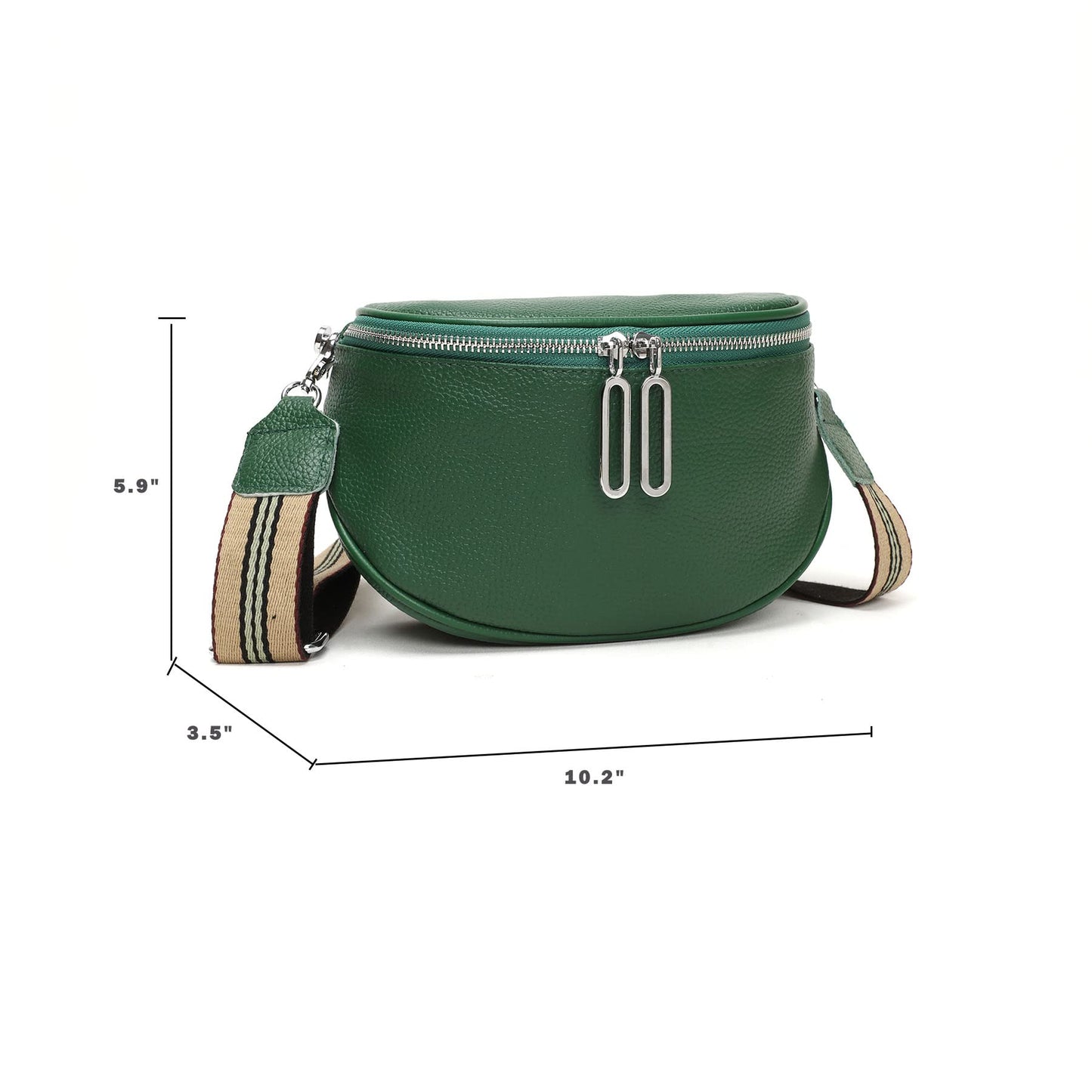 Fanny Pack Crossbody Bags For Women Genuine Leather Fashion Belt Bag Waist Purse (Green01)