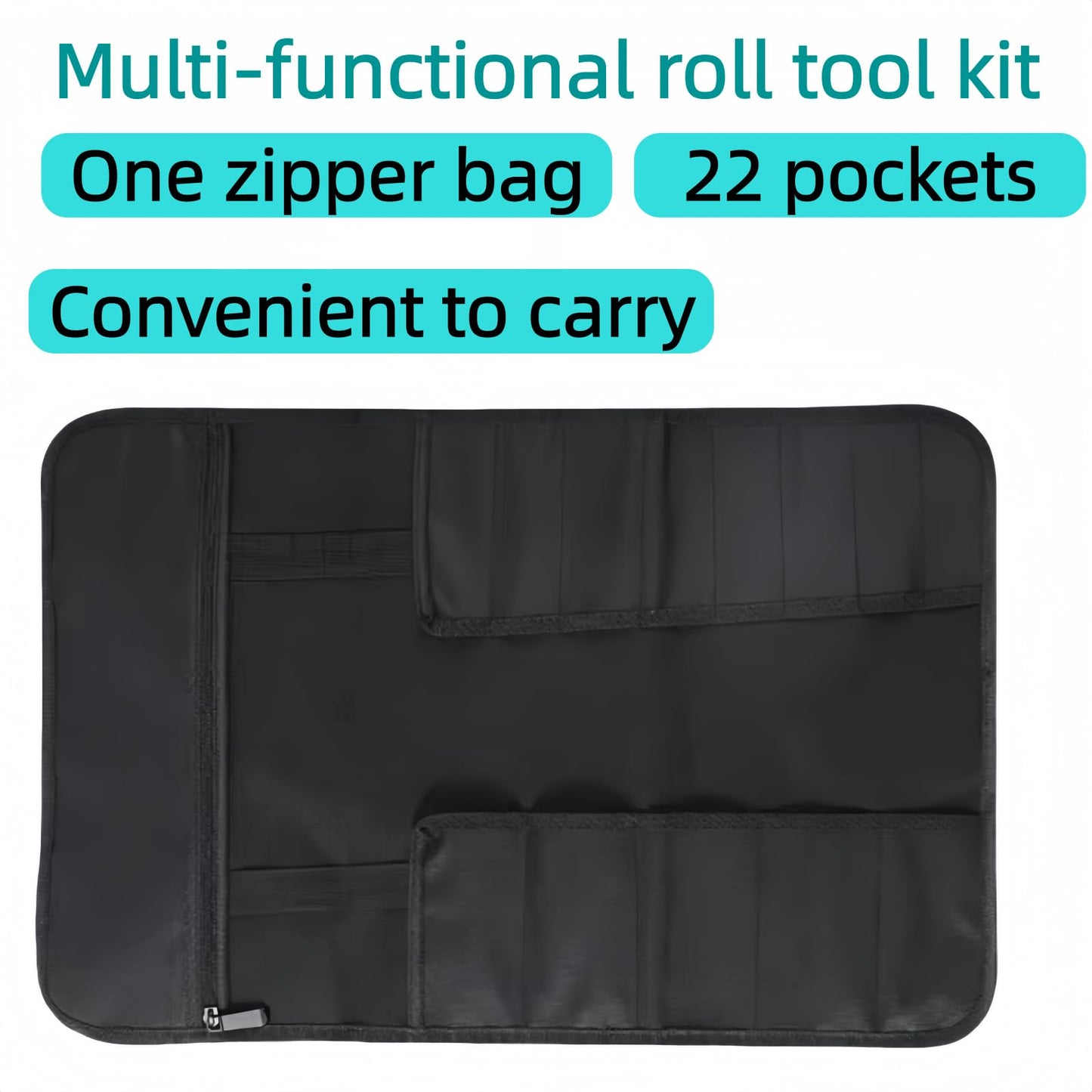 Tool Bag Roll Up, Roll Up Tool Pouch with 22 + 1 Pocket,Waterproof tool roll up bag, Heavy Duty Tool Roll Bag Organizer.