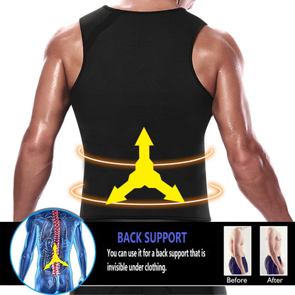 RIBIKA Men Sweat Vest Neoprene Fat Burner Top Sauna Suit for Weight Loss Belly Workout Body Shaper