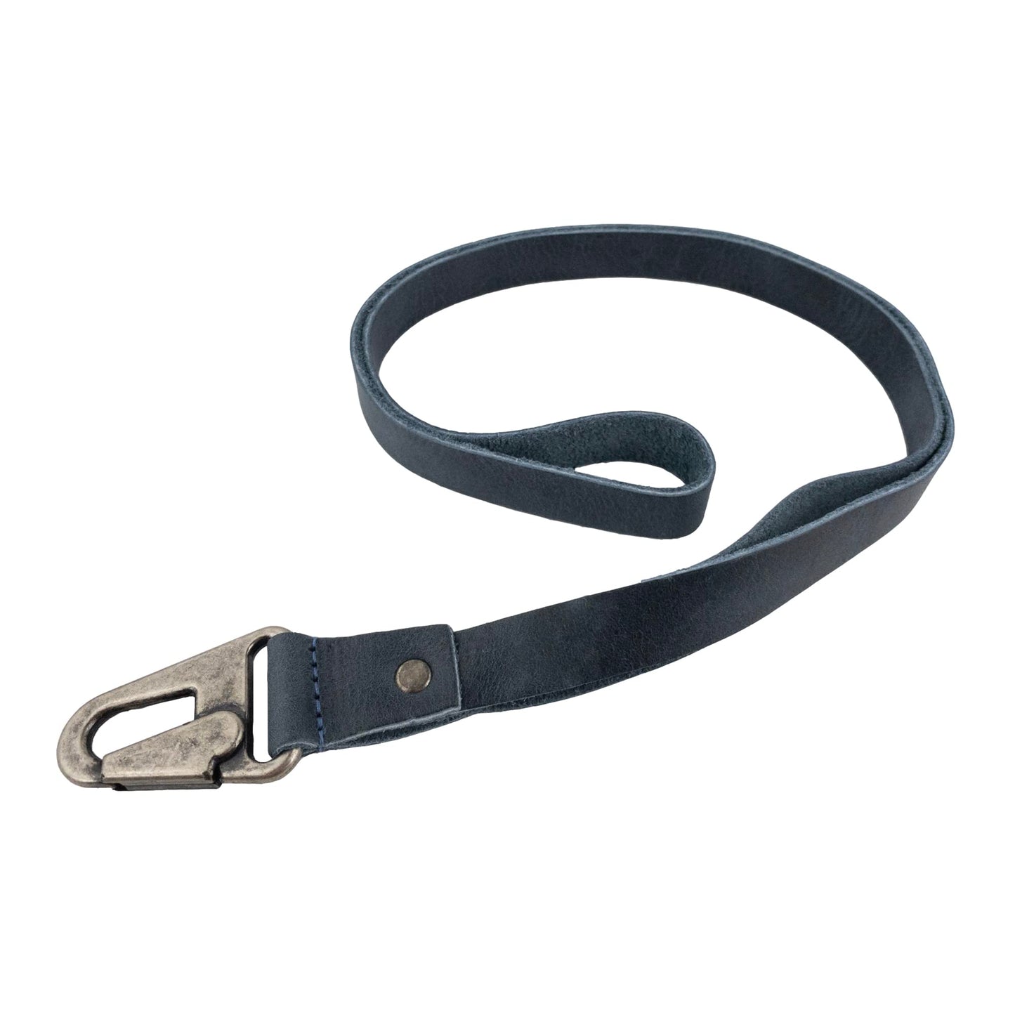 Hide & Drink, Lanyard Keychain for Men and Women, Neck Strap with Hook, ID Holder, Clip to Attach to House, Apartment, Car Keys, Full Grain Leather, Handmade, Slate Blue