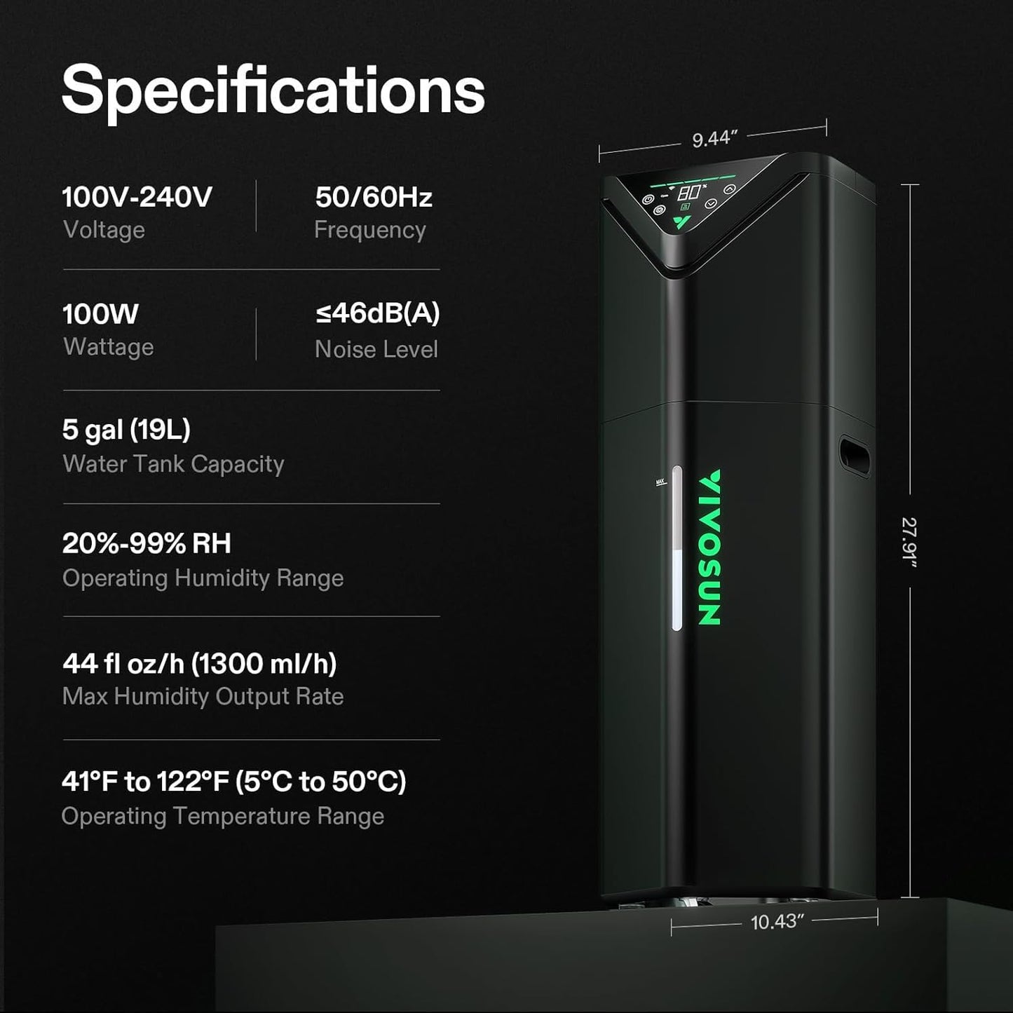 VIVOSUN AeroStream H05 Intelligent Wi-Fi Humidifier, 1.32 Gal / 5 L Humidifier with Temp & Humidity Probe, Smart Remote Control, Designed for Growers