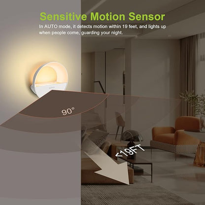 Rechargeable Battery Night Light, Motion Sensor Night Light, LED Warm White Magnetic Stick-on Motion Sensored Hallway Light, with Dusk to Dawn Sensor for Stairs, Wall, Closet, Cabinet (3 Pack)