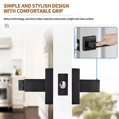 KUAGINZUHE Privacy Door Levers, 2 Pack Matte Black Door Handles Heavy Duty with Lock and Key,for Bedroom, Bathroom and Rooms,Reversible for Left and Right