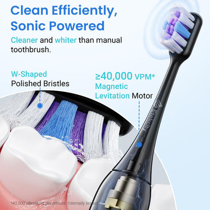 Etekcity Unisex Electric Toothbrush for Adults and Kids, Corded, White, 5 Modes, 2-Minute Timer, 3-Hour Battery Life, Travel Case