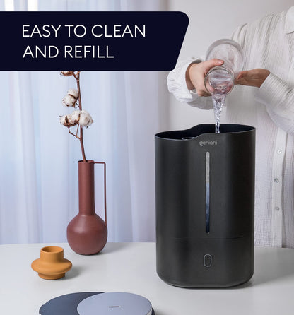 GENIANI Ultrasonic Cool Mist Humidifier for Bedroom, Large Rooms, Home, 4L - Easy Fill & Clean Humidifier for Plants w/Auto Shut-off, 40H Runtime - Quiet, Top Fill Air Humidifier