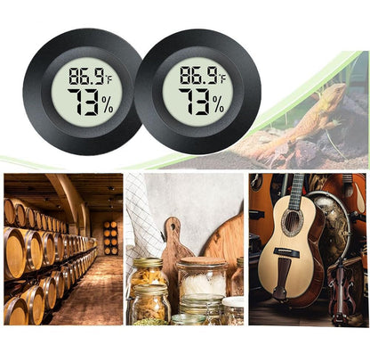 2 Pack Hygrometer Thermometer Digital Humidity Meter Indoor/Outdoor Humidity Monitor Reptile Thermo-Hygrometer for Greenhouse Humidors Terrarium Jars, Fahrenheit (℉) /Celsius(℃) (2)