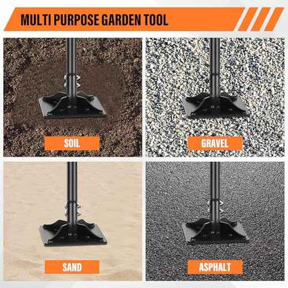 Steel Tamper 8in¡¿8in, 45in Long-Handled Hand Tamper with Rubber Grip, Durable Ground Tamper, Ideal for Leveling Garden Soil, Gravel, as Well as Laying Floor Tiles and Repairing Blacktop