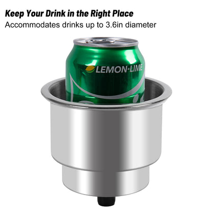 Goture Stainless Steel Cup Drink Holder with Drain Marine Boat RV Camper Rod