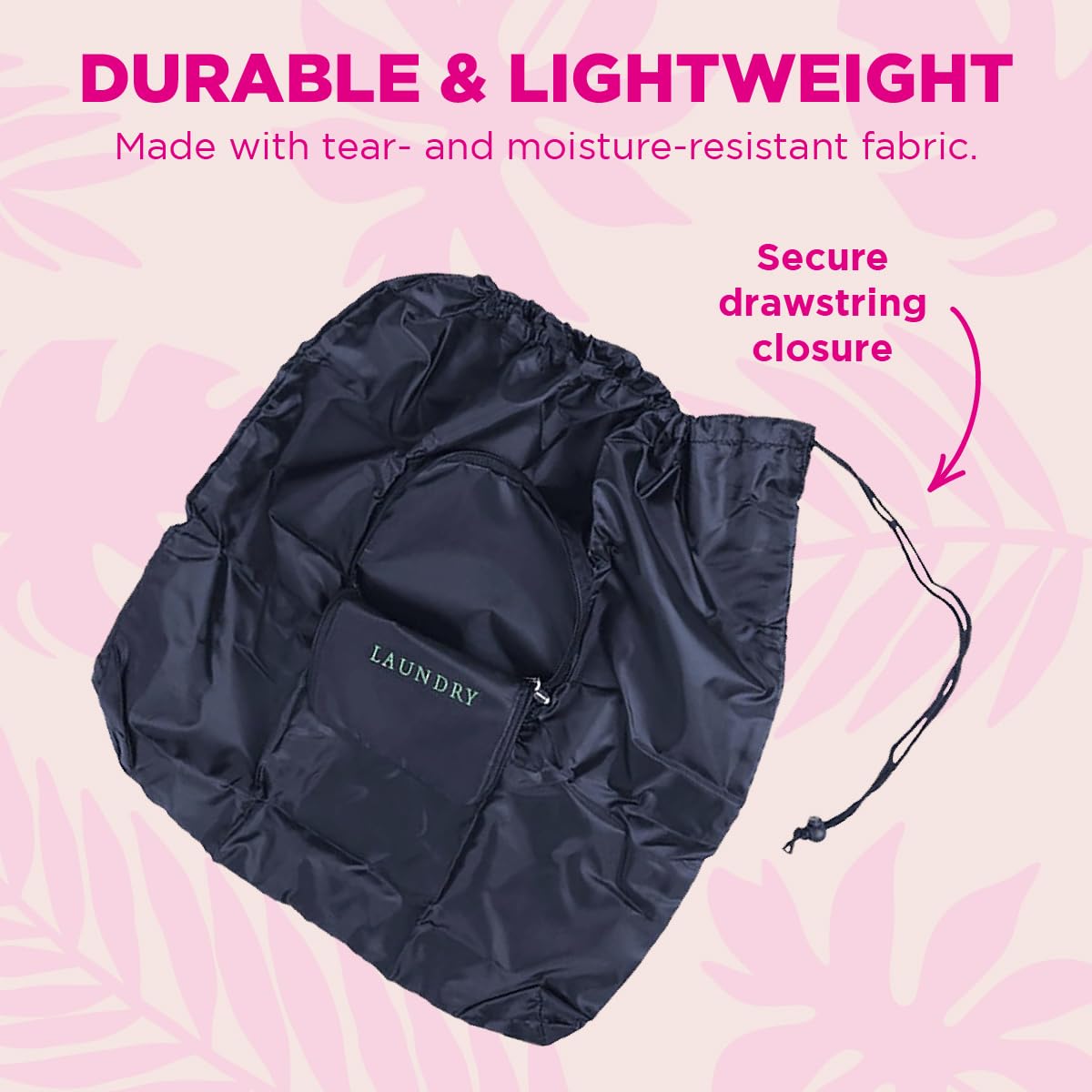 Miamica Travel Laundry Bag - Laundry Script, Navy/Green