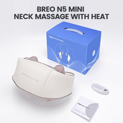 Breo N5 Mini Neck Massager with Heat, Electric Massager for Neck & Shoulder, Shiatsu Shoulder Massager