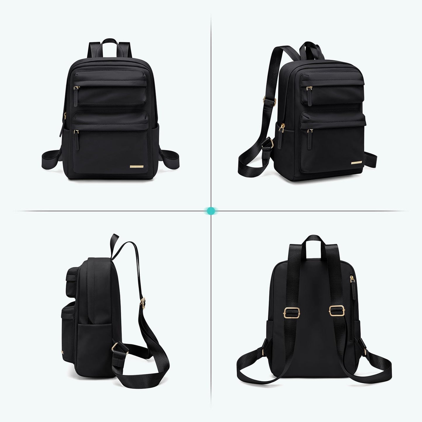 GOLF QUALITY Mini Backpack for Women Lightweight Small Waterproof Backpack Purses Daily Daypack,fit 10.2Inch iPad,Black