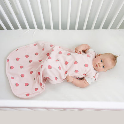 Woolino Toddler Sleeping Sack, 4 Season, Merino Wool and Organic Cotton, Baby Sleep Bag, 2-4 Years, Strawberry