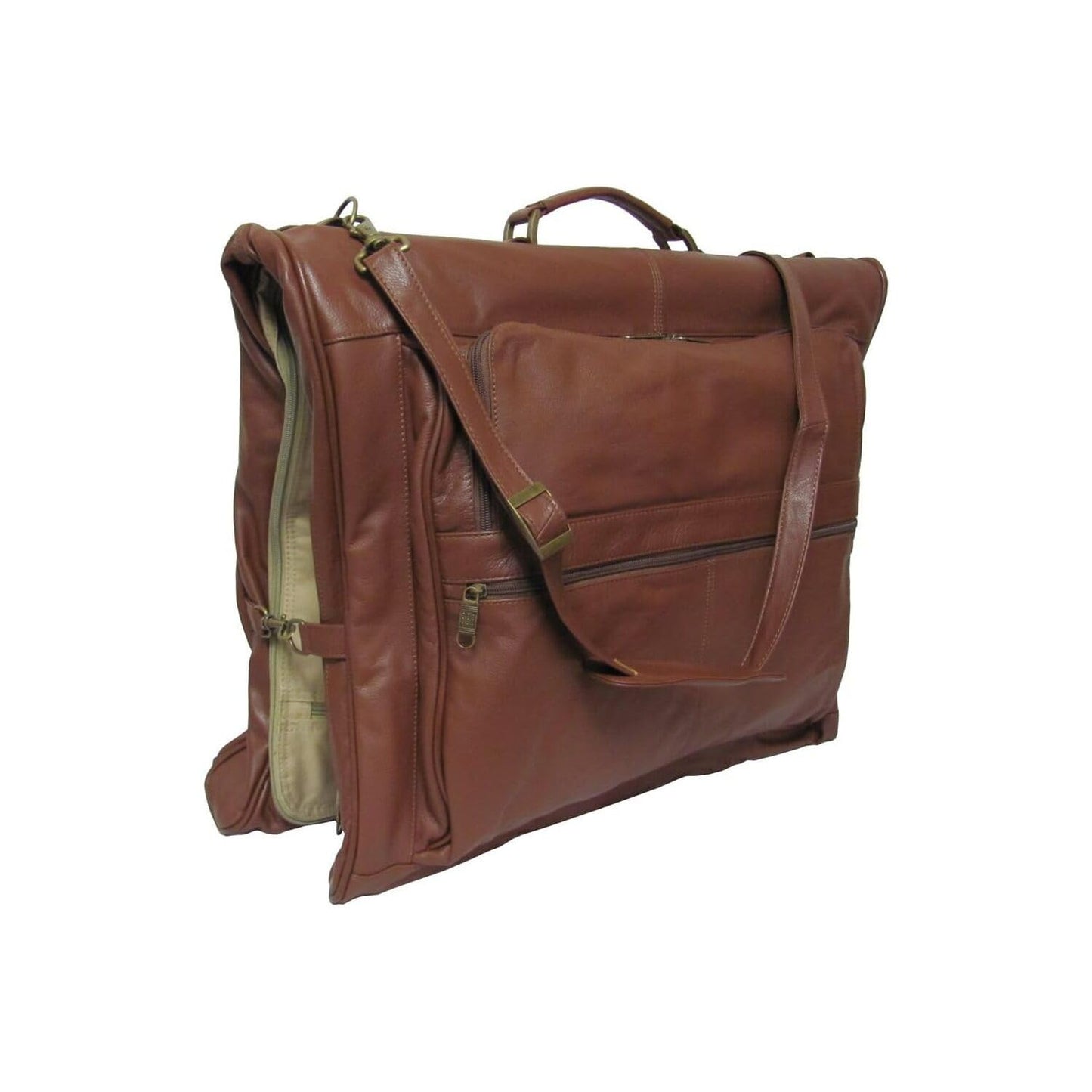 Maykoosh Leather Garment Bag - Top Grain Cowhide Three-Suit Travel Carry On