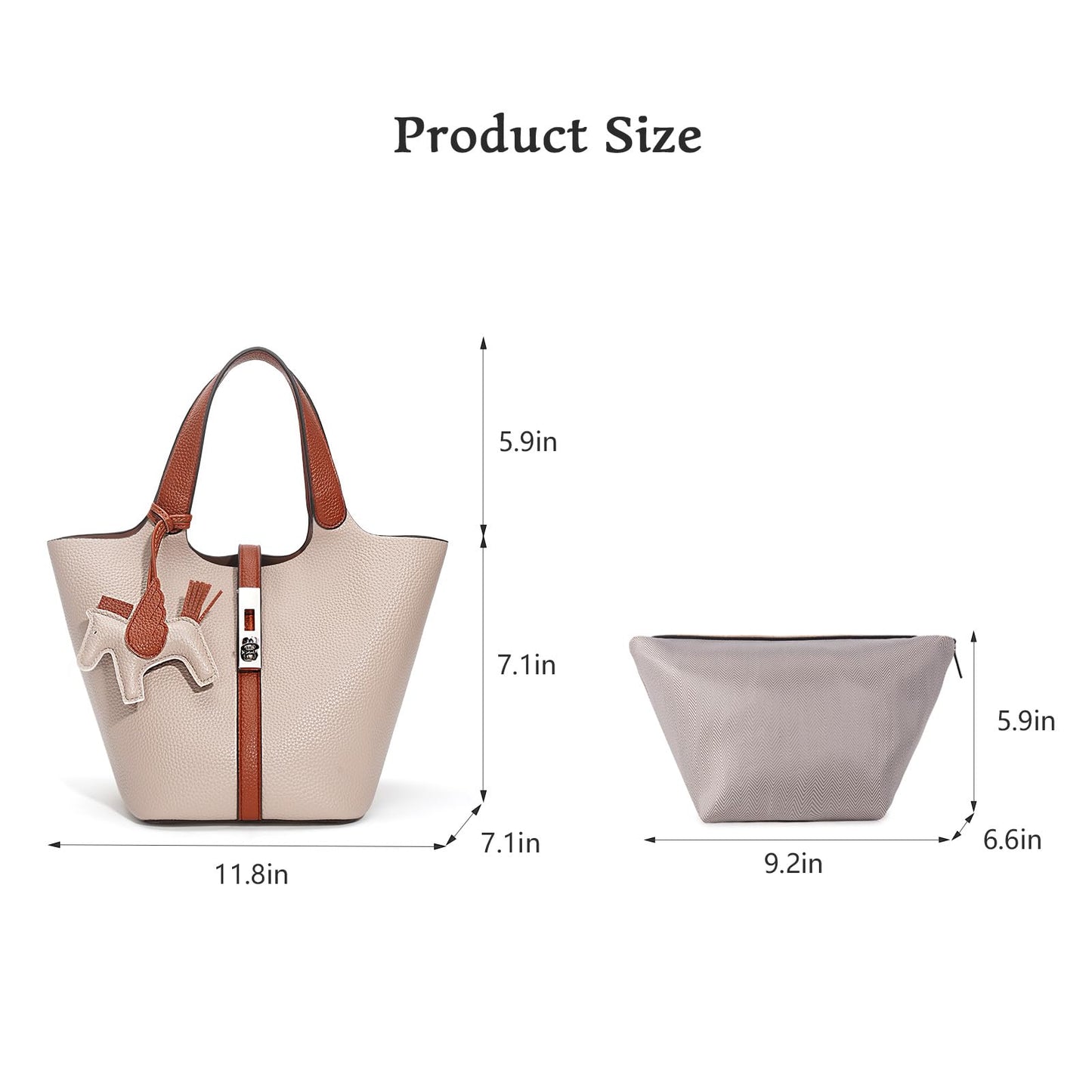 Tote Bag for Women Top Handle Handbag Satchel Bag for Women Vegan Leather Lock Design Bucket Purse for Work Evening