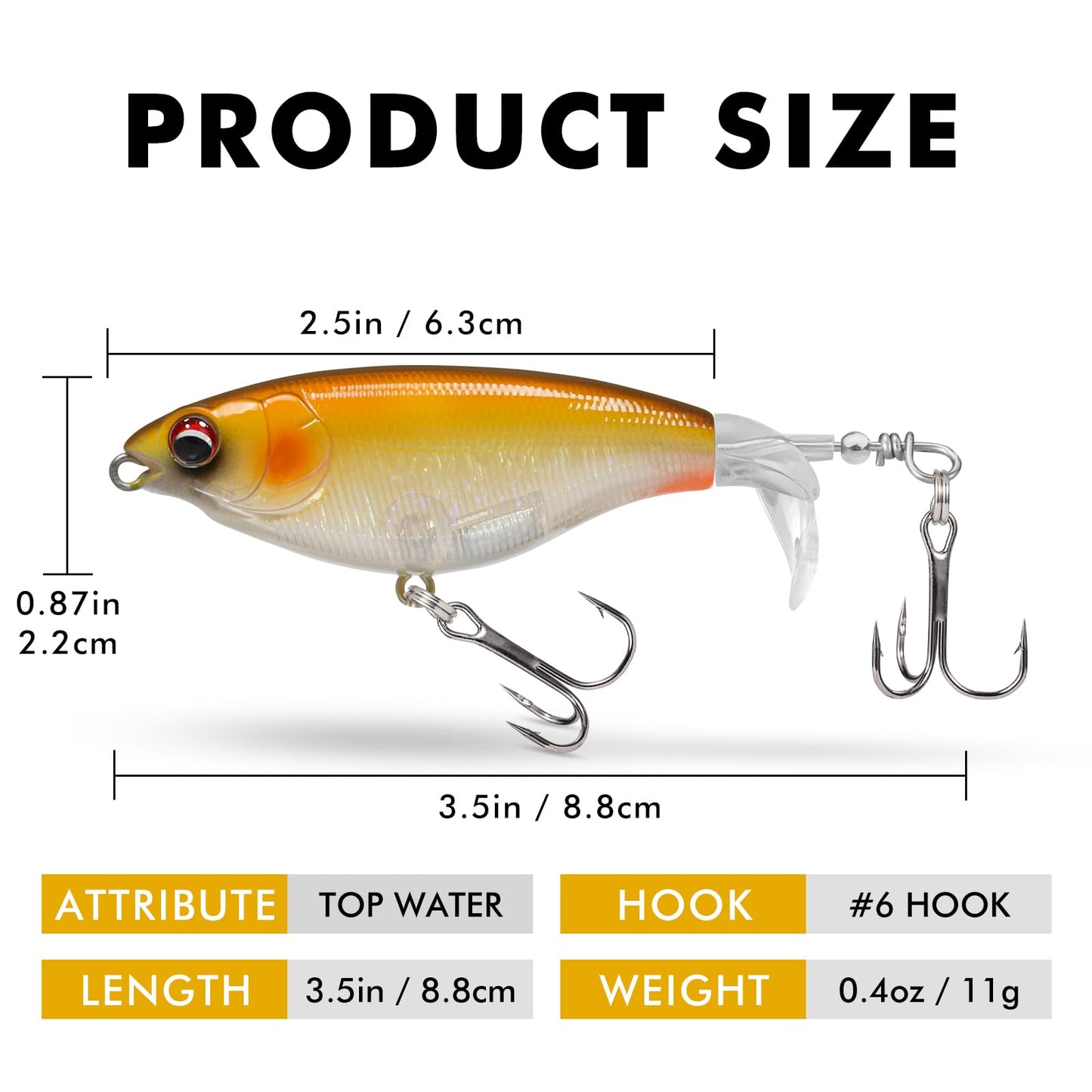 TRUSCEND Popobait Easy Catch Fishing Lures with BKK Hooks, Instant Startup, Longer Cast, Balanced Spray/Sound/Swim, Plopper Topwater Lures for Bass, Trout, Pike, Freshwater Saltwater Fishing Teasers