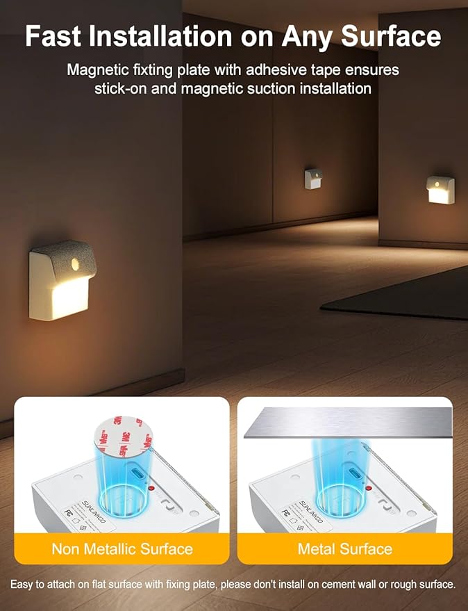 LED Linkage Motion Sensor Night Light, Magnetic Stick-On Motion Activated Light, Rechargeable Battery Powered Wall Lamp, Dimmable Warm White Light, for Bedroom, Hallway, Stairs, Kitchen, 5 Pack