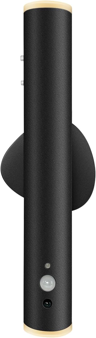 Motion Sensor Night Lights, Magnet Body Sensor Hallway LED Wall Lights, Rechargeable Portable Stairway, Battery Powered Cabinet Lights, Bedside Night Light (1pcs-Black)