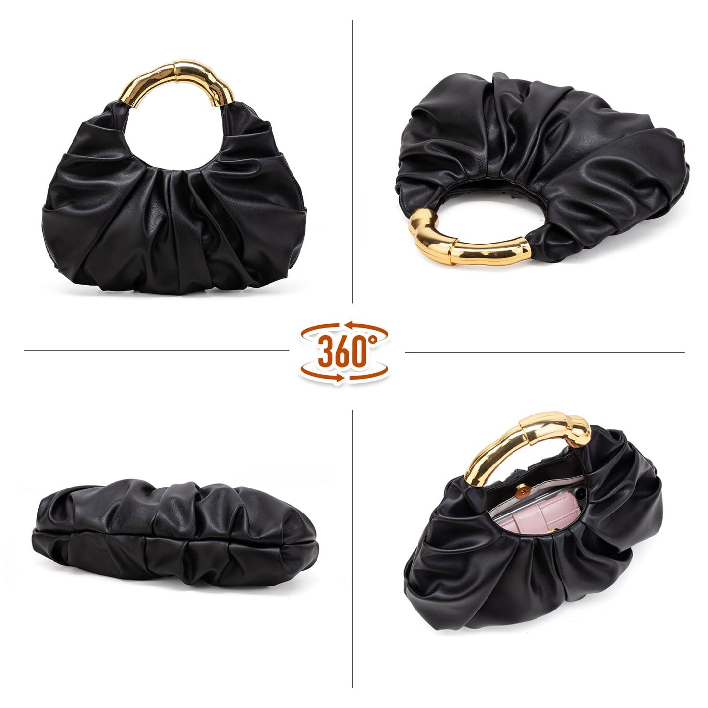PLGYLG Clutch Purse for Women Soft Pleated PU Evening Clutch Handbags Cloud-Shaped Handle Bag for Wedding Prom Party Casual Daily