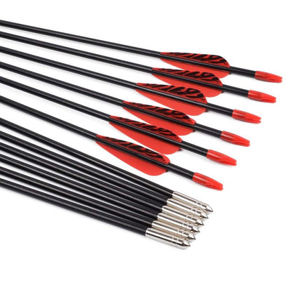 Fiberglass Arrows Archery 28 Inch Target Shooting Practice Safetyglass with Red Spots Vanes for Recurve Bows Suitable for Youth Woman Beginner 6 PCS