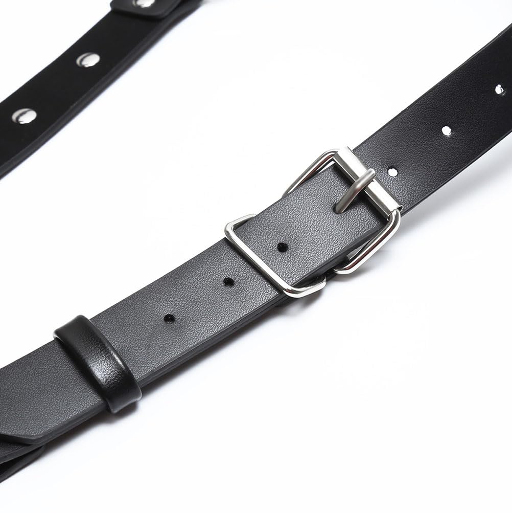 EeAmzQc Men's Black Punk Leather Body Chain Chest Harness Shoulder Straps Adjustable Medieval Guards for Knight Shrug Belt Costume Outfit
