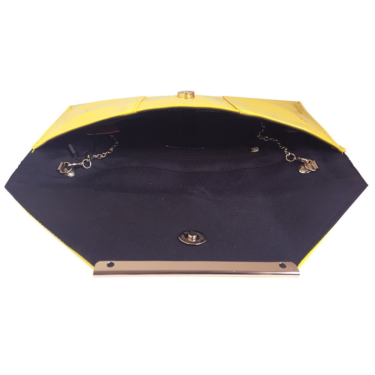 JNB Faux Patent Leather Envelope Clutch Purse for Women, Candy Evening Bag with Detachable Gold Chain Strap, Snap Closure, Zipper Pocket, Slim Formal Handbag, Taupe