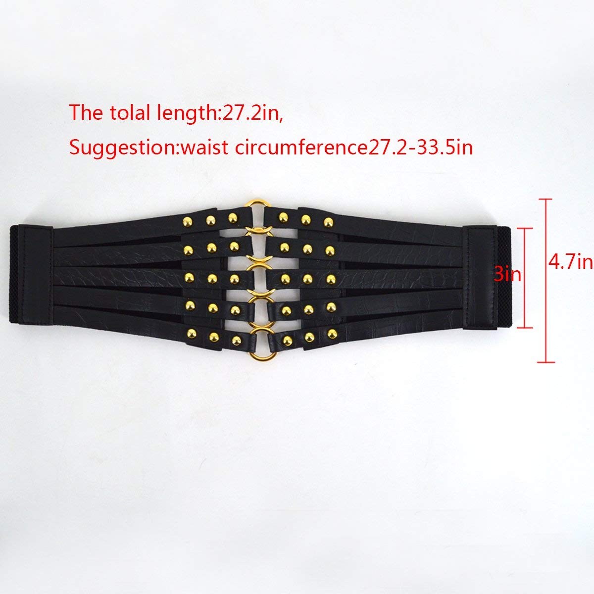 U Scinan Hollow Out Rivets Cinch Belt Tied Corset Elastic Wide Waist Belt Underbust Waistband