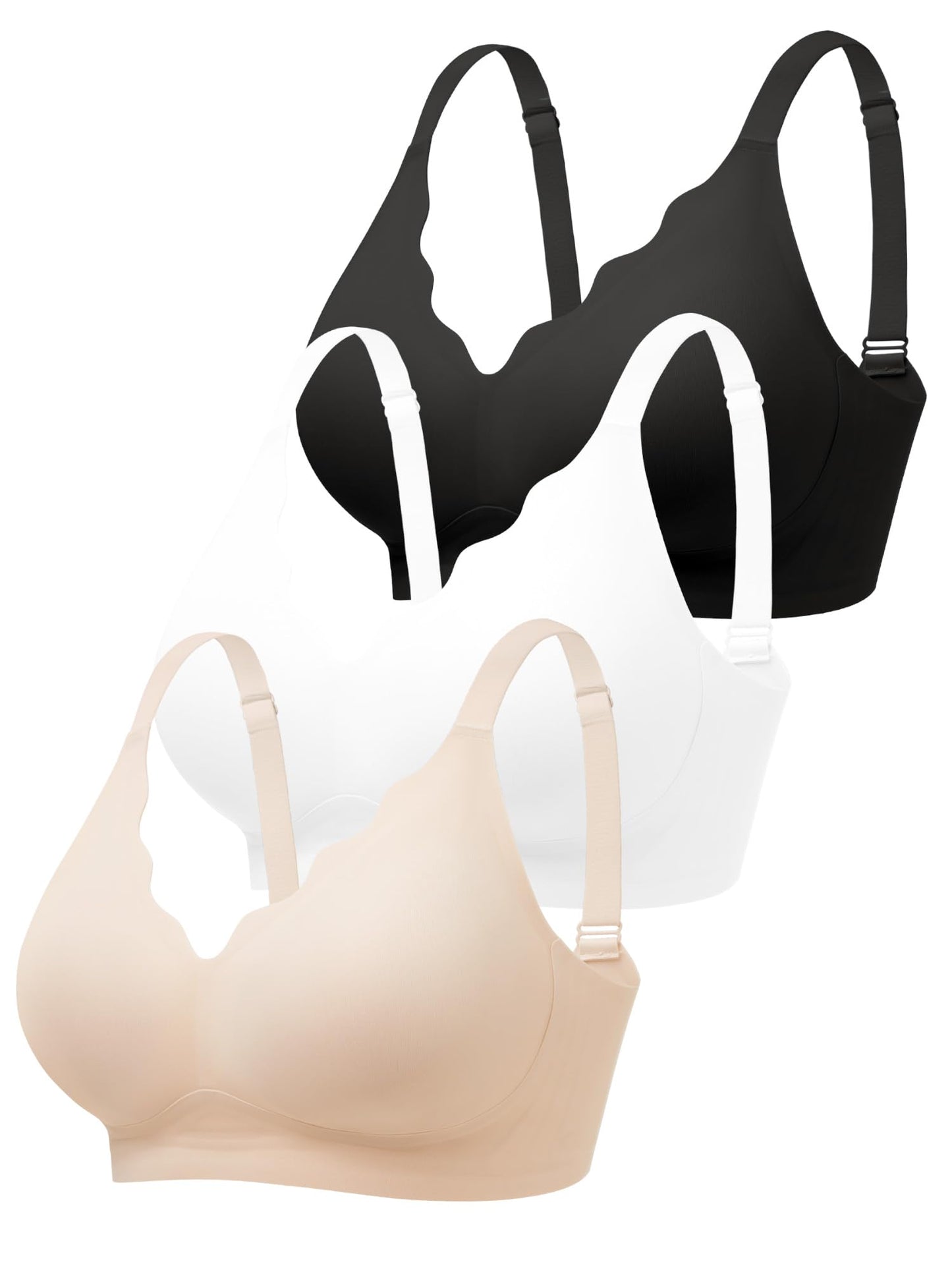 Wireless Jelly Bras for Women No Underwire with Support - S-2XL Seamless Bralettes Everyday Comfort Tshirt Padded Bra