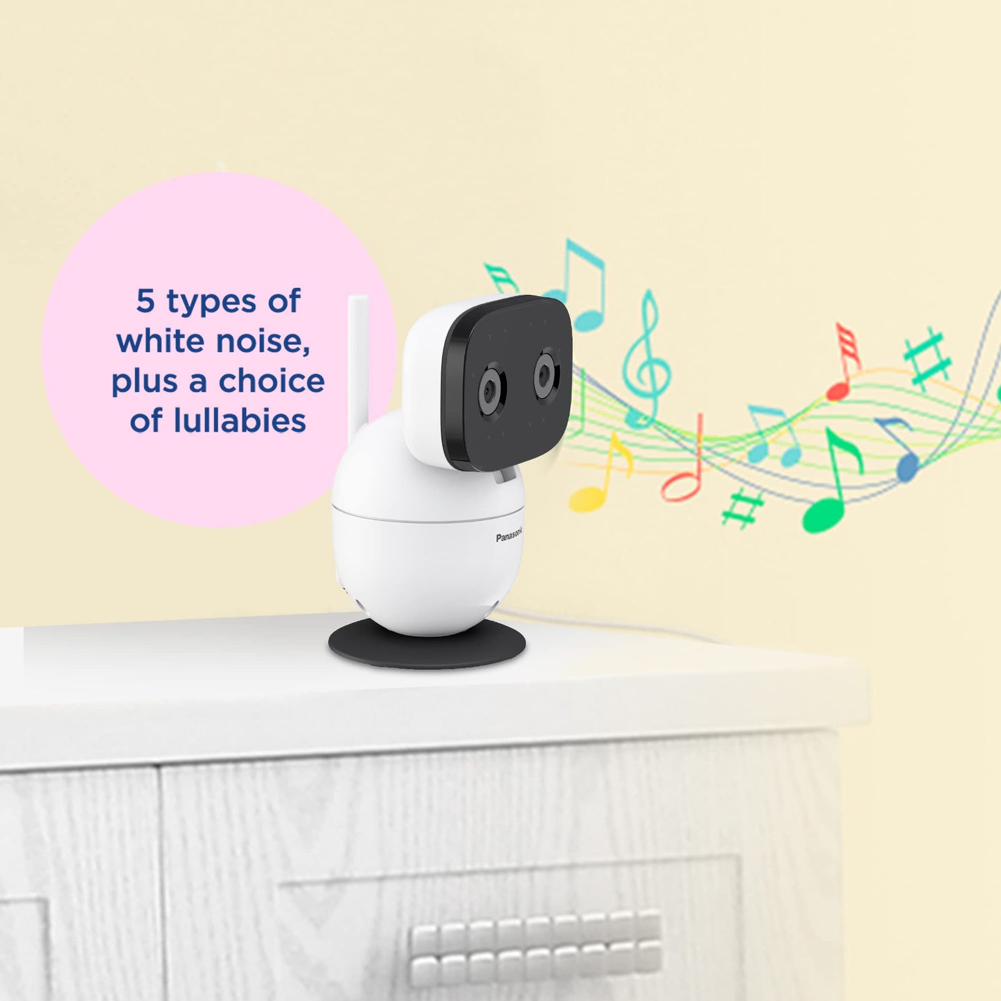 Panasonic Baby Monitor with Camera and Audio, 3.5” Color Video Baby Monitor, Extra Long Range, Secure Connection, 2-Way Talk, Soothing Sounds, Remote Pan, Tilt, Zoom,1 Camera, KX-HN4001W (White/Black)