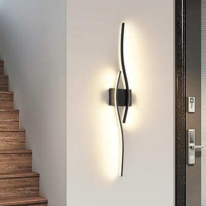 Modern LED Vanity Light with Remote Control, Modern LED Bathroom Light Fixture, Bathroom Vanity Light Fixture Over Mirror, 39.4 inch Black Wall Sconce Lighting