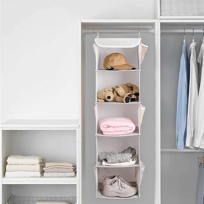 5 Shelves Hanging Closet Organizer, 2 Pack Hanging Storage