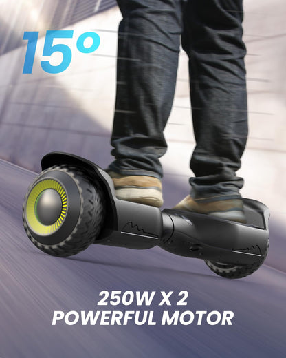 Gyroor Hoverboard New G13 All Terrain Hoverboard with LED Lights & Dual 250W motors, Self Balancing Off Road Hoverboards with Bluetooth for Kids ages 6-12 and Adults-Black