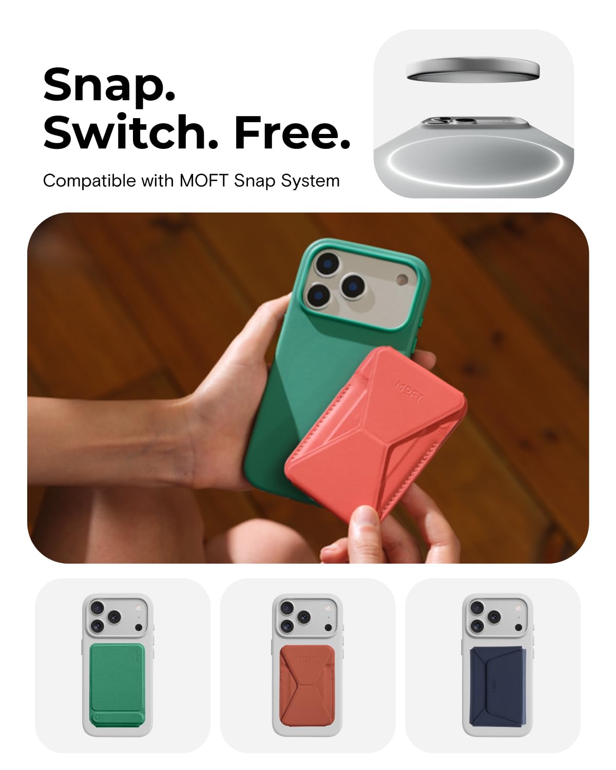 MOFT for iPhone 17 Pro Max Case- MOVAS Snap Case, MagSafe Compatible, Soft-Touch Vegan Leather, Classic Minimalist Design, Lightweight, Stain-Resistant & Camera Protection, Navy Blue