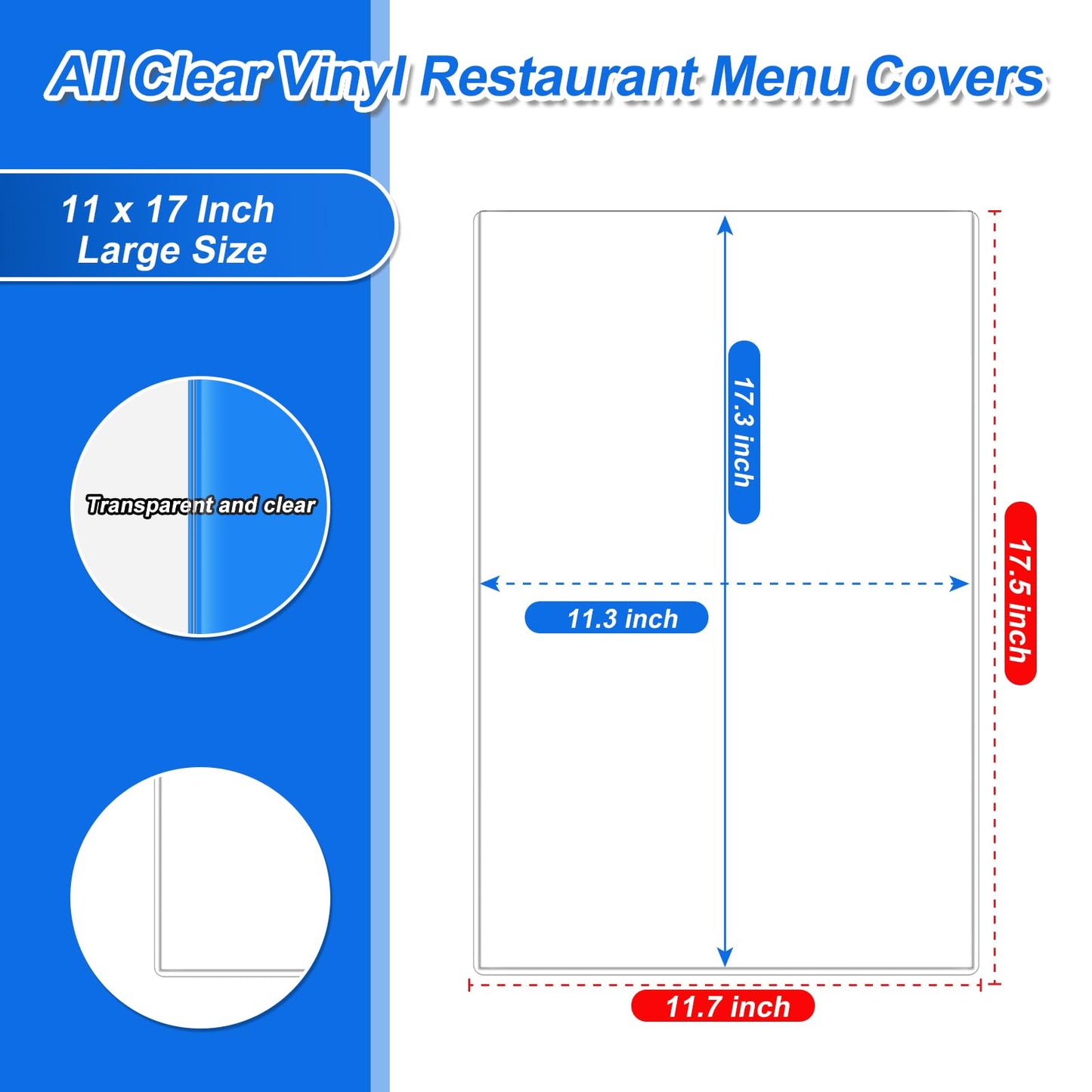 24 Pcs 11" x 17" Menu Cover, Rigid Print Protectors Double-Sided Clear Vinyl Menu Holder Heavy Duty Paper Sleeves Hard Plastic Poster Protector Sleeve for Page Sheet Photographs Document (24)