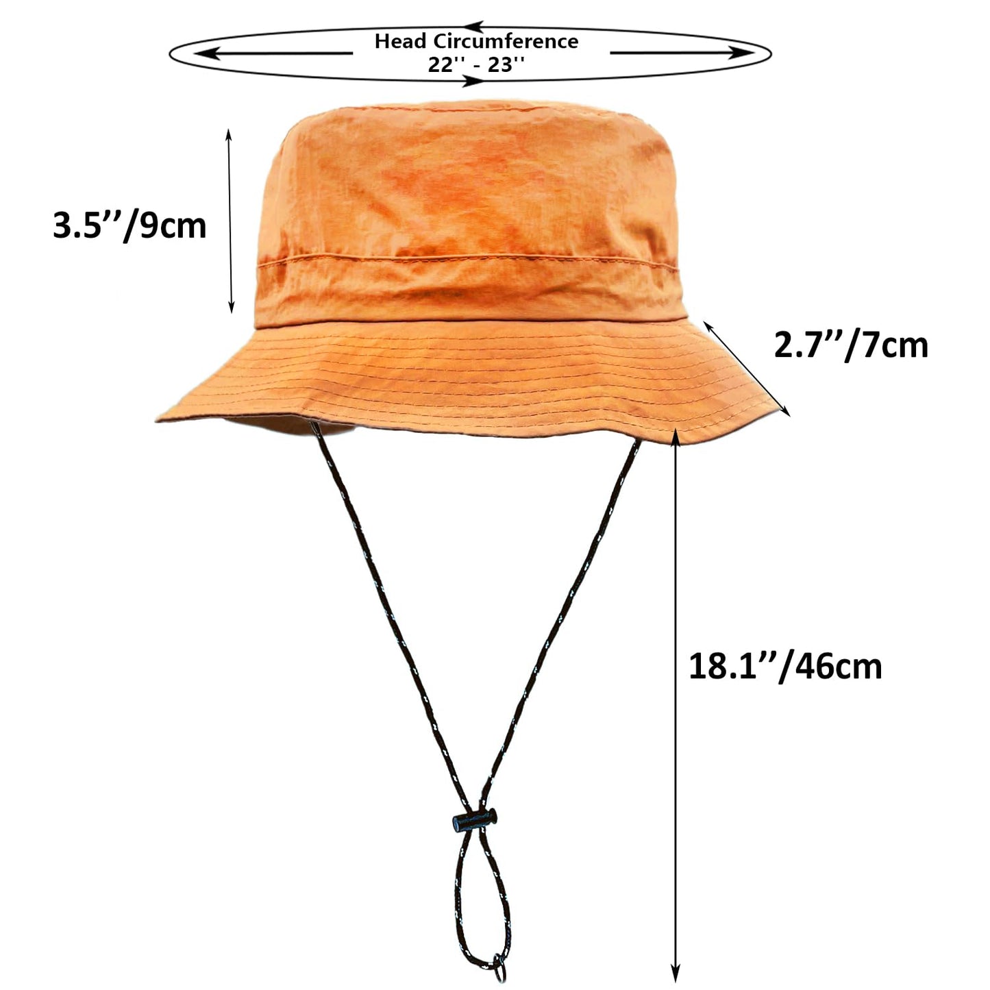 woogwin Waterproof Bucket Rain Hat with Chin Strap Quick Dry Packable Boonie Sun Hat Safari Hat UV Protection(Orange)