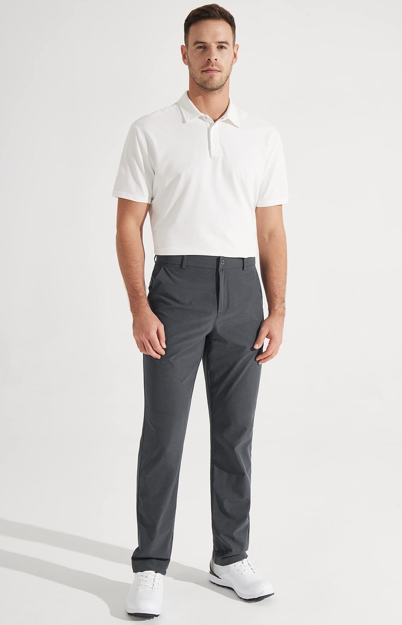 Libin Mens Golf Pants Classic Fit Stretch Work Dress Pants 32" Quick Dry Lightweight Business Casual Trousers Comfort Water Resistant, Iron Grey, 40W x 32L