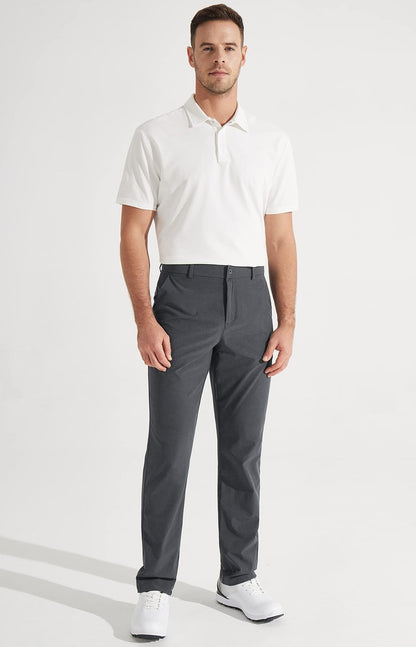 Libin Mens Golf Pants Stretch Work Dress Pants 30" Quick Dry Lightweight Business Casual Pant for Men Comfy Water Resistant, Iron Grey, 44W x 30L