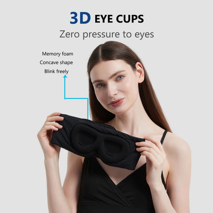 Alaska Bear Sleep Mask for Side Sleepers 2022 Headband Design, Cup-Shaped and Extra-Soft, 100 Blackout Eye Mask Shades Cover for Men and Women Home or Travel, Machine Washable, Black