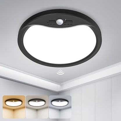zemty 12inch 24W Motion Sensor Ceiling Light Wired, 3 Sensing Modes Motion Activated Closet Lights Black, 3000K/4000K/6500K Waterproof LED Ceiling Lamp for Pantry Closet Shower Hallway-1Pack