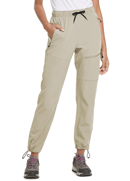baleaf Cargo Pants for Women Petite Joggers Lightweight Quick Dry Pant Water Resistant 27'' Travel Workout Athletic Suntan Size L
