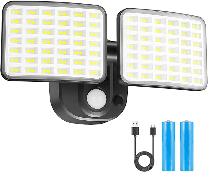 Rechargeable Battery Operated Motion Lights 2500LM & 4000LM Motion Sensor Security Lights(1-3 Months Endurance) USB Charging LED Flood Lights Outdoor for Garage Yard Entryways Patio Garden