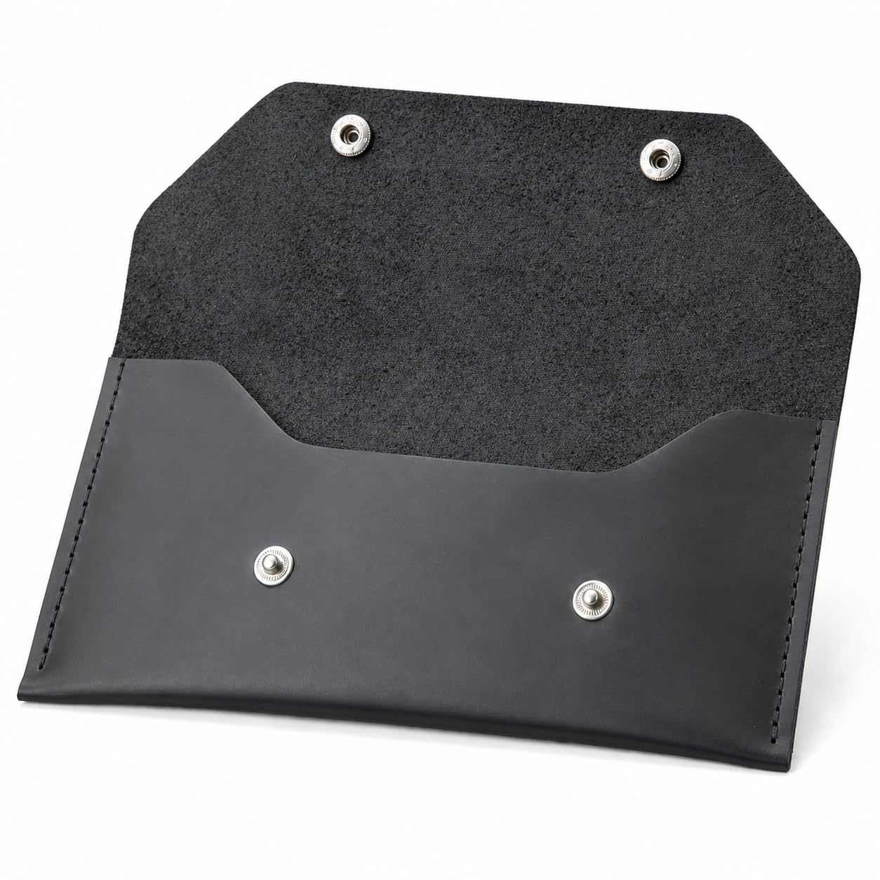 ZEMARS Genuine Leather Cash Envelope Wallet, Two Snap Money Pouch for Men and Women, Reusable Budget Envelope Wallet, Slim Organizer for Cash, Cards, Receipts, Checks and Keys (Black)