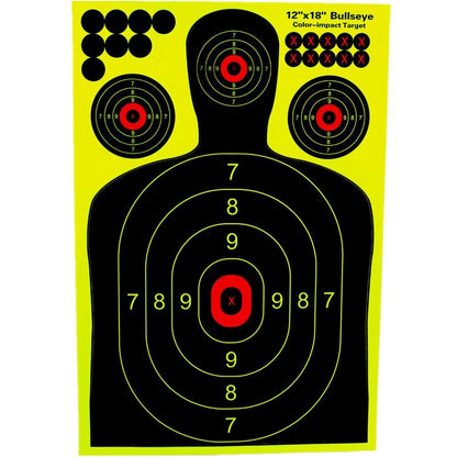 AimsoAces12x18 Inch Silhouette Splatter Targets - Multi-Color Reactive Paper for High-Visibility Shooting Practice (10)