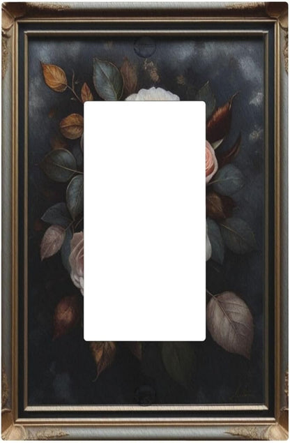 Decorative Art Light Switch Covers Elegant Rose Bouquet Art 1 Gang Rocker Outlet Decorative Switch plate Faceplate GFCI Light Switch Covers for Home Decor