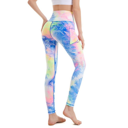 ROSA JUNIO 2 Pack High Waist Leggings with Pockets for Women, Tie Dye Stretch Workout Leggings Exercise Athletic Yoga Pants