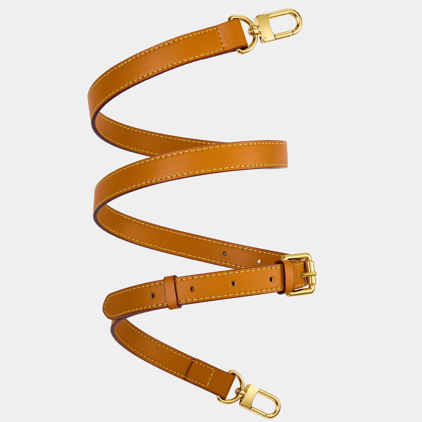 LWMYFZX Genuine Vachetta Leather Crossbody Strap | Adjustable Replacement Shoulder Strap for Handbags, Purses & Clutches (Beige yellow)