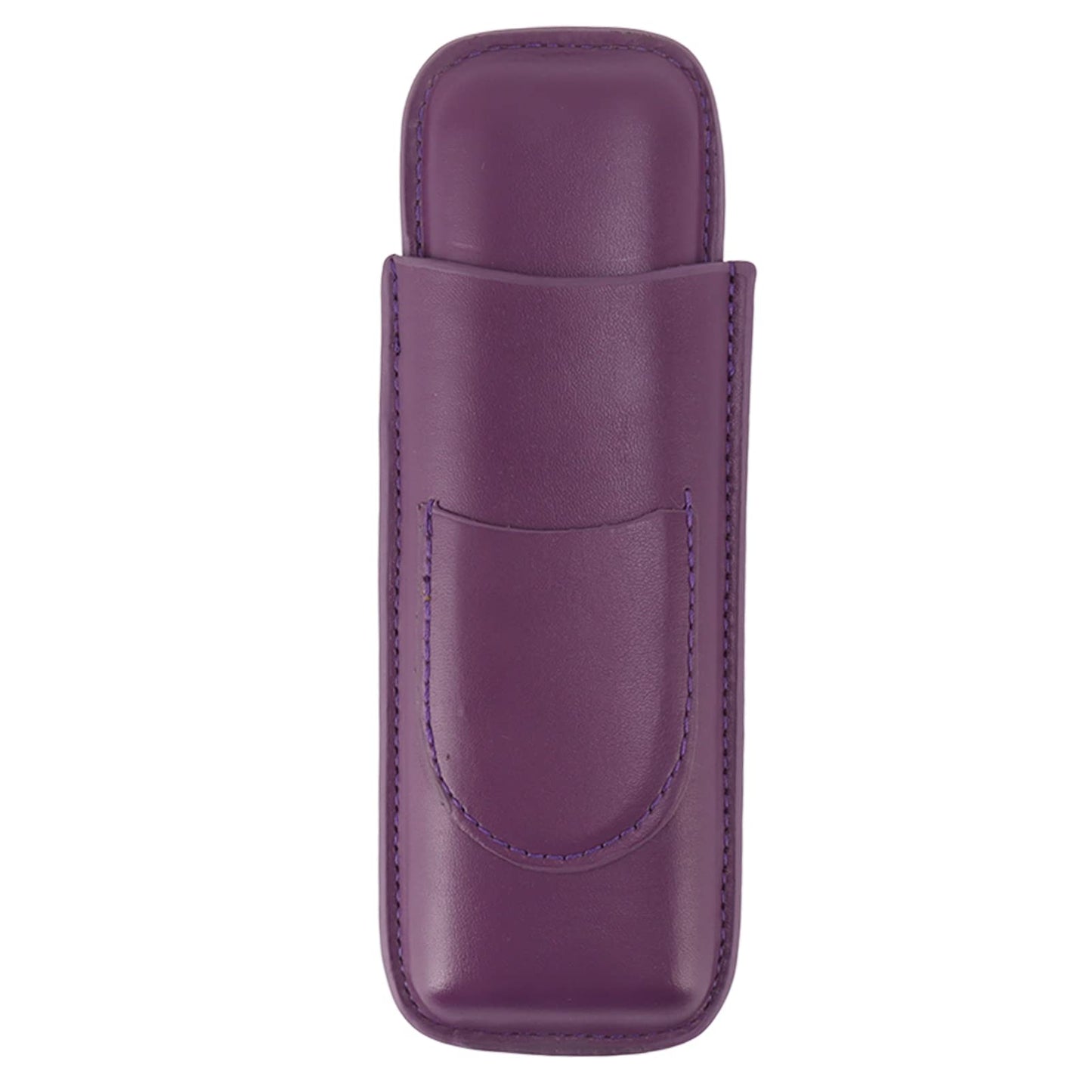 OEBUAFI 2 Finger Faux Leather Cigar Case, Premium Soft Touch Travel Holder with Front Pocket for Cutter, Elegant Sewing Technology Lightweight Durable Men (Purple)