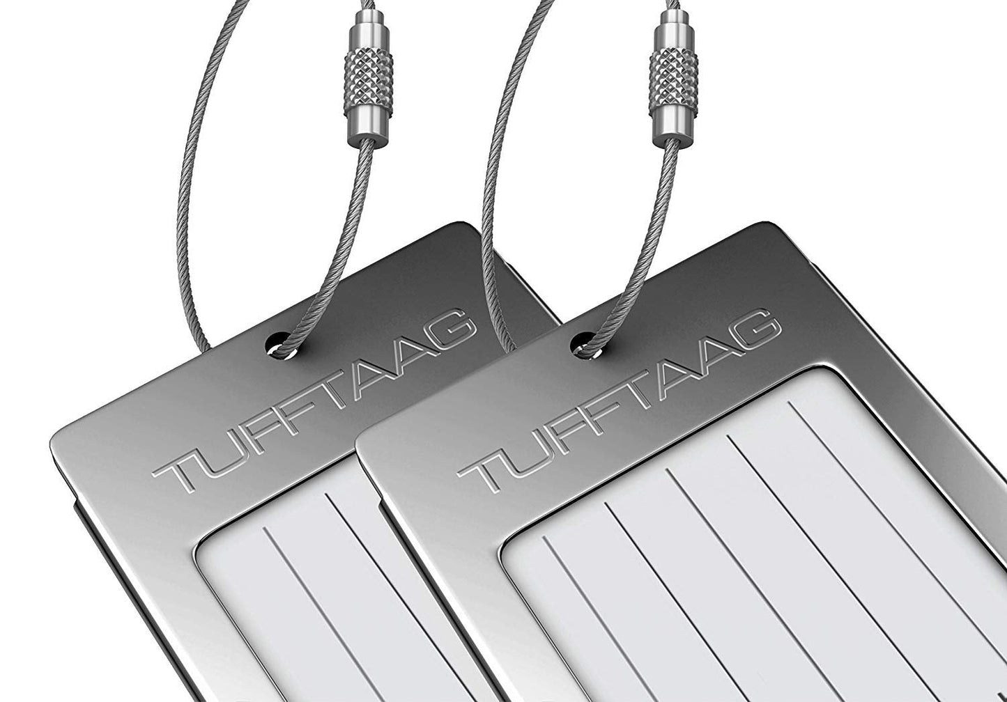 Luggage Tags Business Card Holder by TUFFTAAG - Durable Travel ID Bag Tag, Gunmetal, 2 Tags